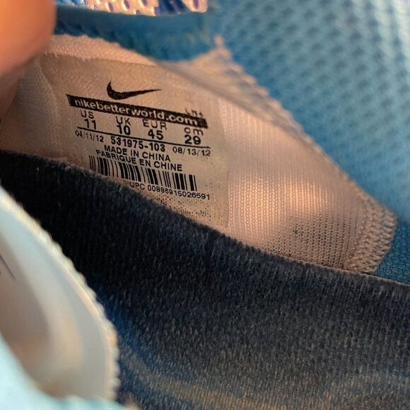 Mint Condition Nike TR1 Trainers White Light Blue Royal Mens 11 US 45 EUR - Picture 6 of 9